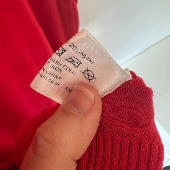 Collectif Red Knit Polo Sweater – Short Sleeve Retro Top, Size 18 - Picture 8 of 9